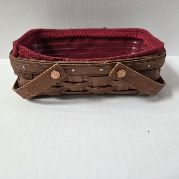 Longaberger Small Loaf Basket Swing Handles Paprika Liner Protector Set - Picture 5 of 7